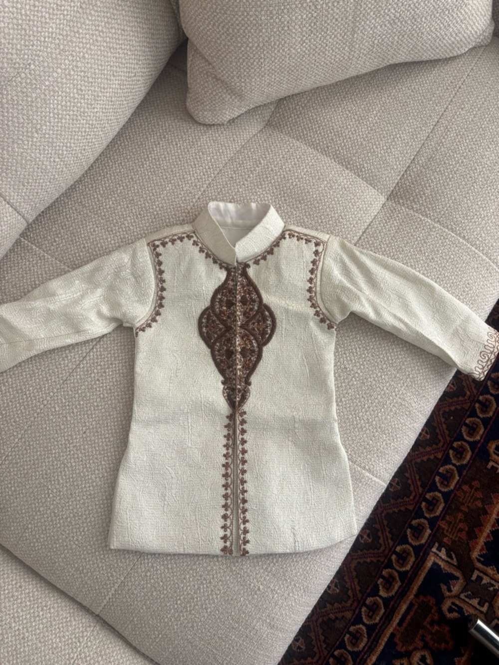 Boys Ivory Embroidered Tunic Top